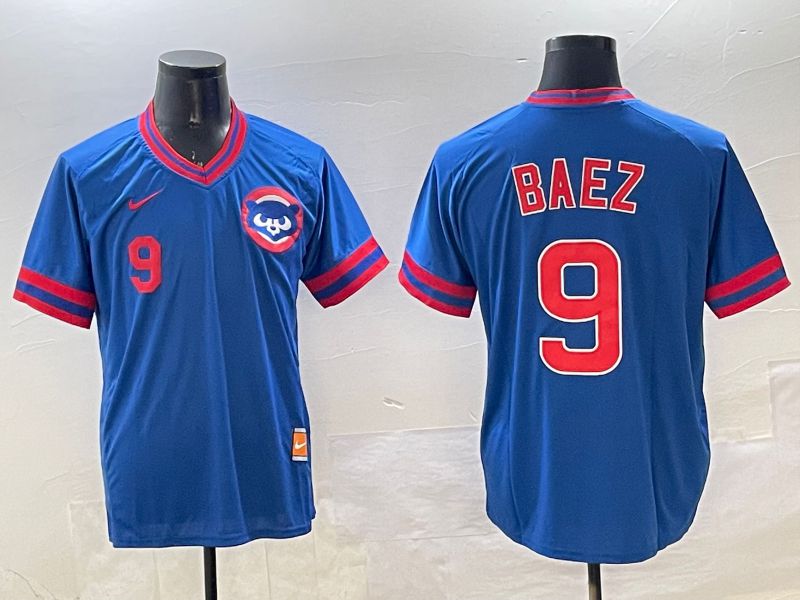 Men Chicago Cubs #9 Baez Blue Throwback Game 2025 Nike MLB Jersey style 5->chicago cubs->MLB Jersey